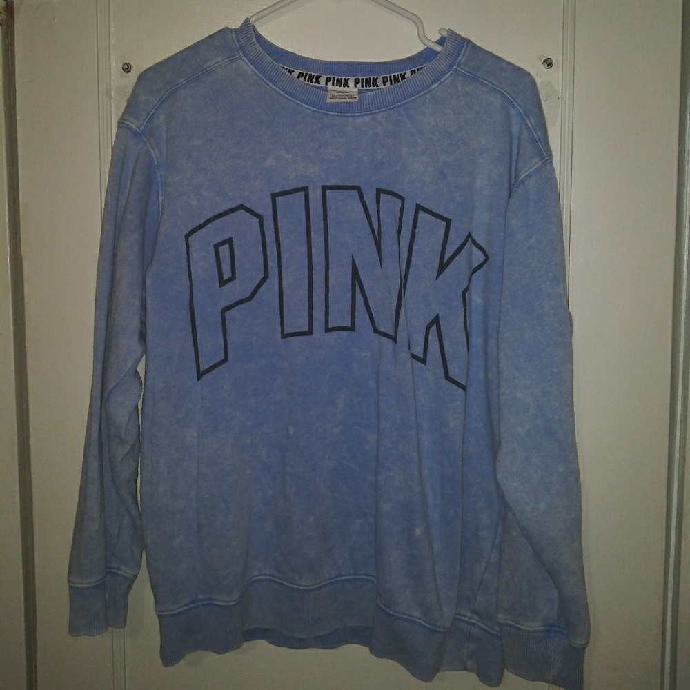 Blue distressed PINK sweatshirt